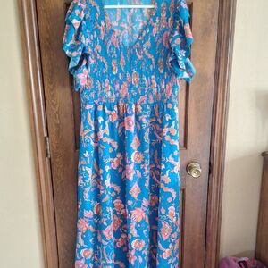 Womens Green Floral Maxi Dress